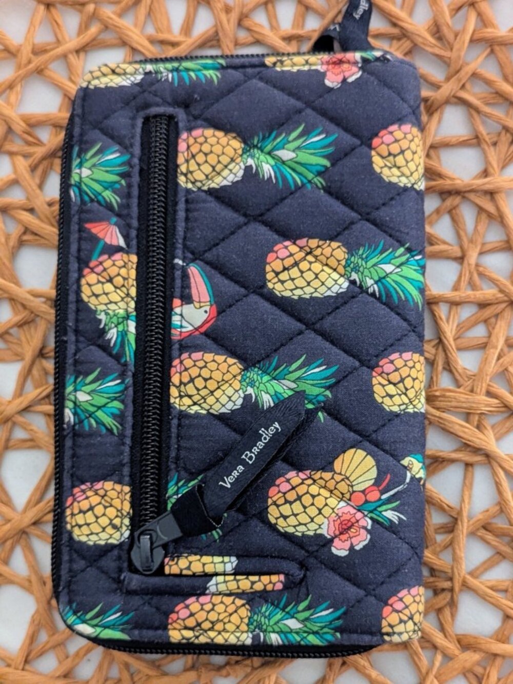 Vera Bradley Cotton Toucan Party Turnlock RFID Wallet with Zipper Section - Picture 5 of 10